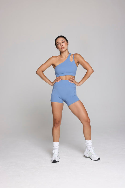 ONE SIDED SPORT BRA - SKY BLUE