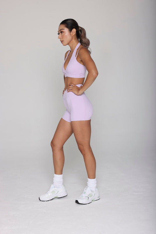 V-CURVE SHORT WITH POCKET - LILAC