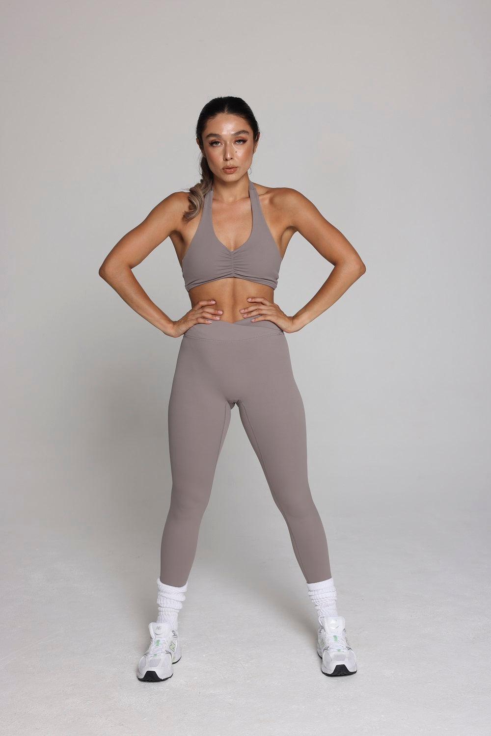 HEAVENLY HALTER SPORT BRA - ASH GRAY